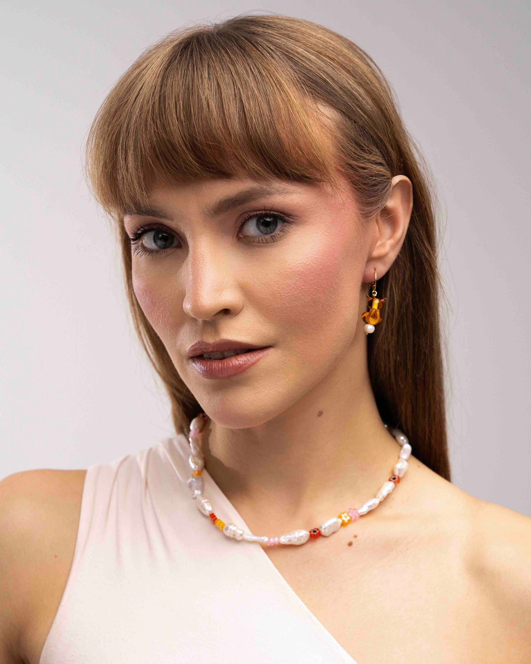 colourful murano flowers pearl necklace