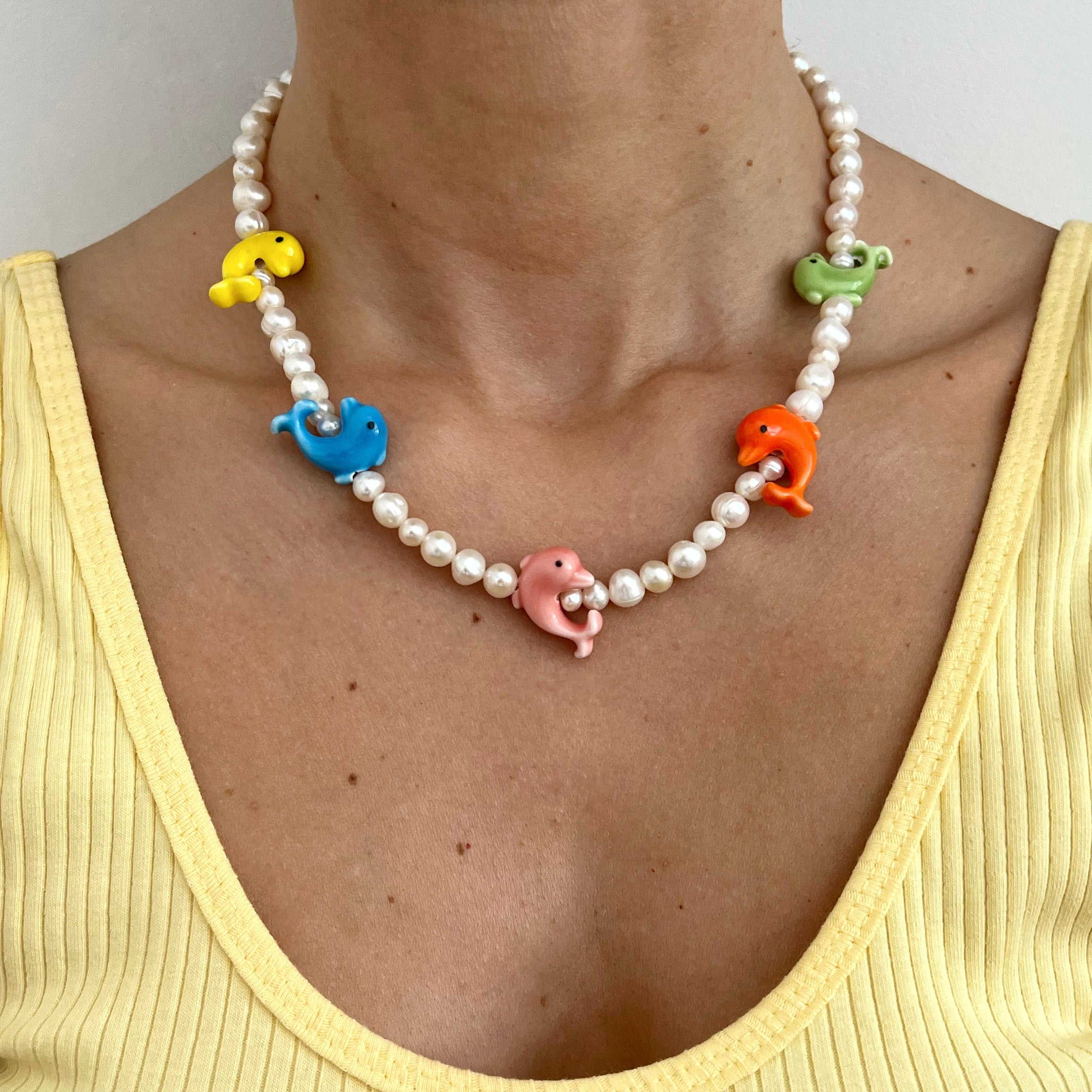 dolphins summer pearl necklace
