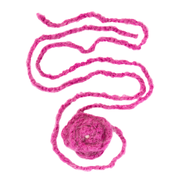 hot pink long crochet flower adjustable necklace