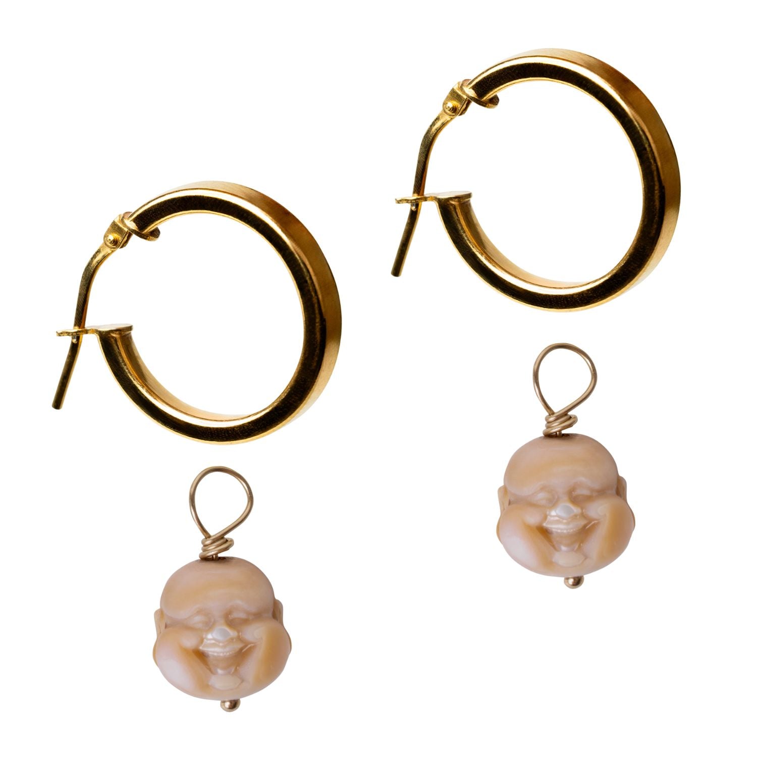 pearl buddha head charm earrings.