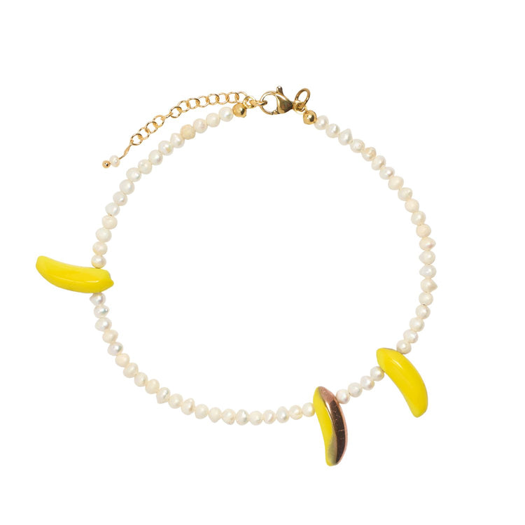 pearls and glass bananas anklet