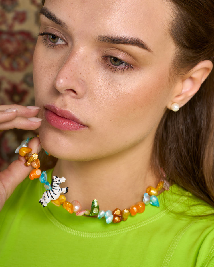 removable pearl stud earrings on model