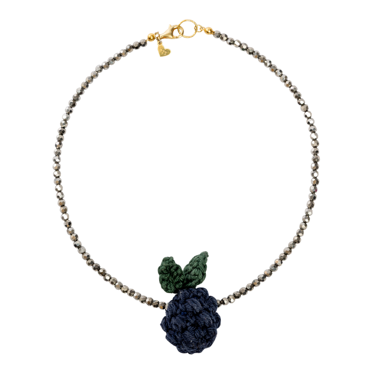 silver glass and crochet blackberry necklace
