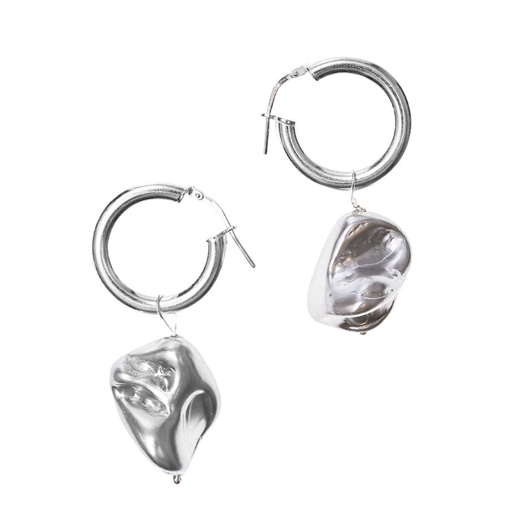 silver hoops with silver dangling charms