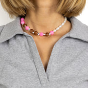 marshmallow necklace on model